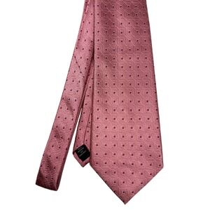 Ziggurat Necktie One Size Mens Silk Geometric Square Pattern Pink Purple